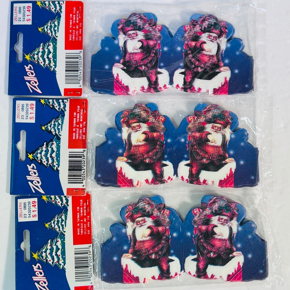 Vintage Zellers Christmas Paper Garland Santa Lot of 3 NIP 9ft Retro Canadiana